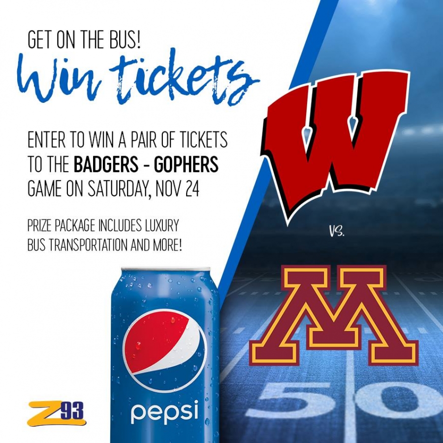 PEPSI IS SENDING YOU TO THE BADGERS VS GOPHERS GAME! Z93