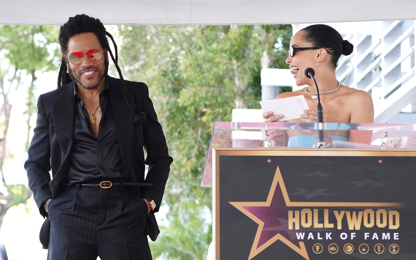 ZOË KRAVITZ BURNS DAD LENNY AT HIS WALK OF FAME CEREMONY - Z93